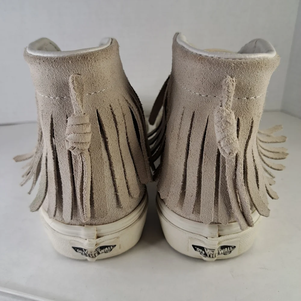 VANS Cream Colored Hi-Top w/Fringe Women's Size 5